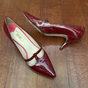 Boden Retro Oxblood Burgundy Patent Leather T Strap Heels, Mary Jane’s, Size 8.5